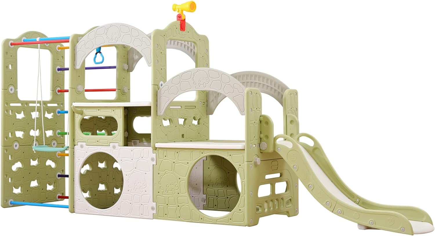 UNICOO 10 in Indoor Playground, Jungle Gym Playset with Slide, Climb