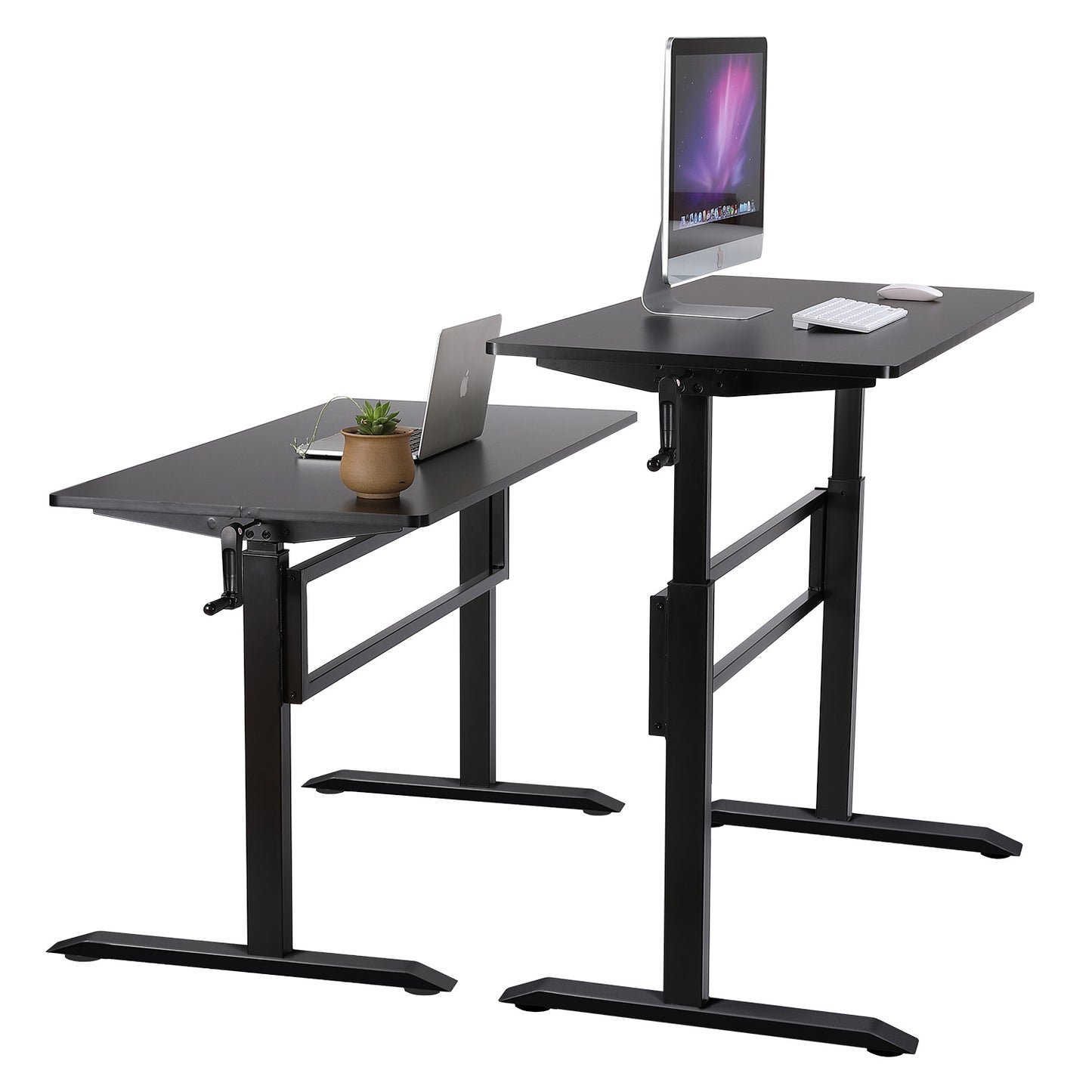 UNICOO - Crank Adjustable Height Standing Desk, Height Adjustable Sit to Stand up Desk, Home Office Computer Table, Writing Study Table SYK01