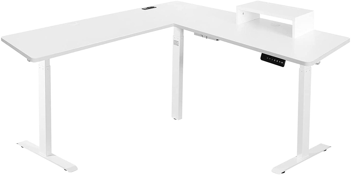 UNICOO – Escritorio eléctrico de pie en forma de L, escritorio esquinero de altura ajustable con tres motores para oficina en casa y juegos