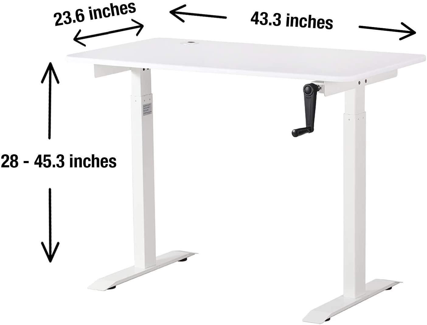 UNICOO - Crank Adjustable Height Standing Desk, Adjustable Sit to Stand up Desk,Home Office Table, Computer Table, Portable Writing Desk, Study Table (NTCSET-01)