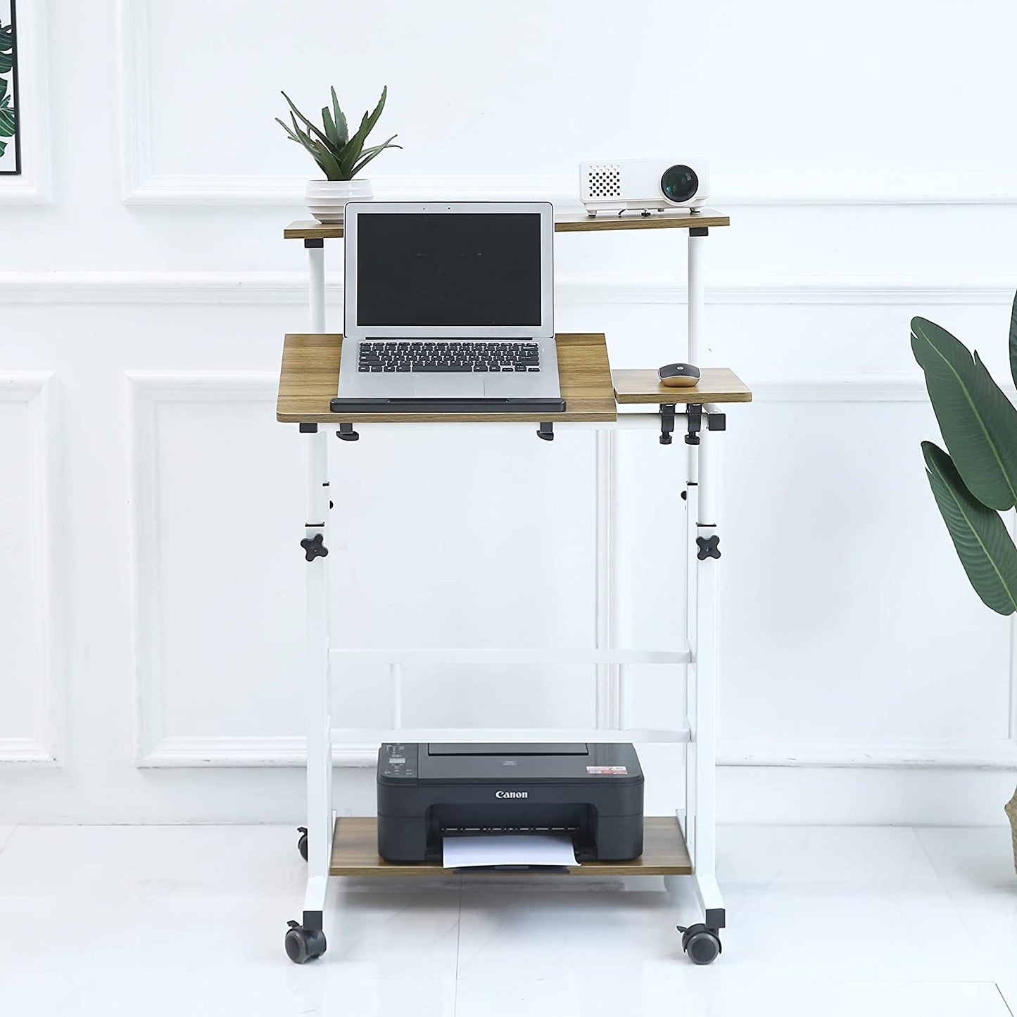 UNICOO – Rolling Laptop Cart, Height Adjustable Sit-Stand Workstation, Mobile Standing Desk for Office, Home, or Presentation Use (U101)