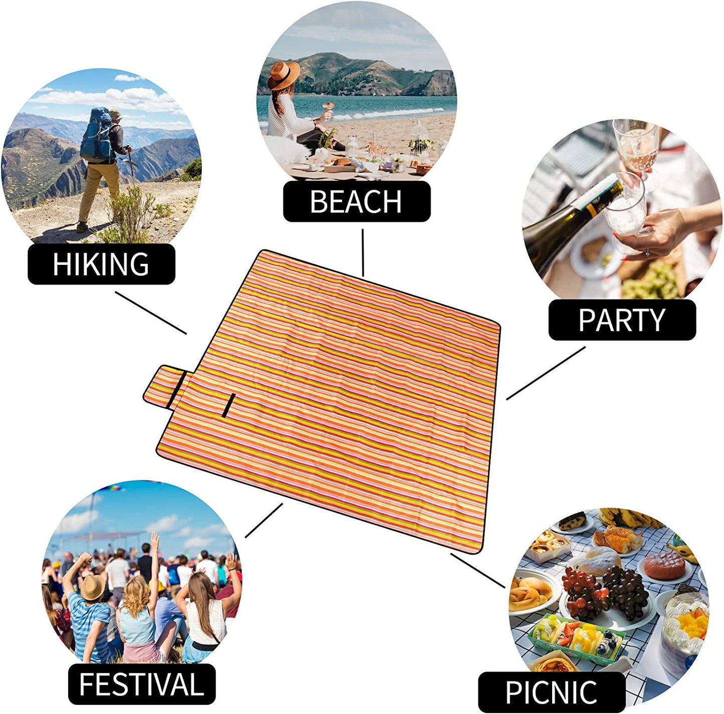 UNICOO Extra Large Outdoor Picnic Blankets, Sandproof & Waterproof Foldable Blankets for Beach, Park, Camping on Grass Picnic Blankets