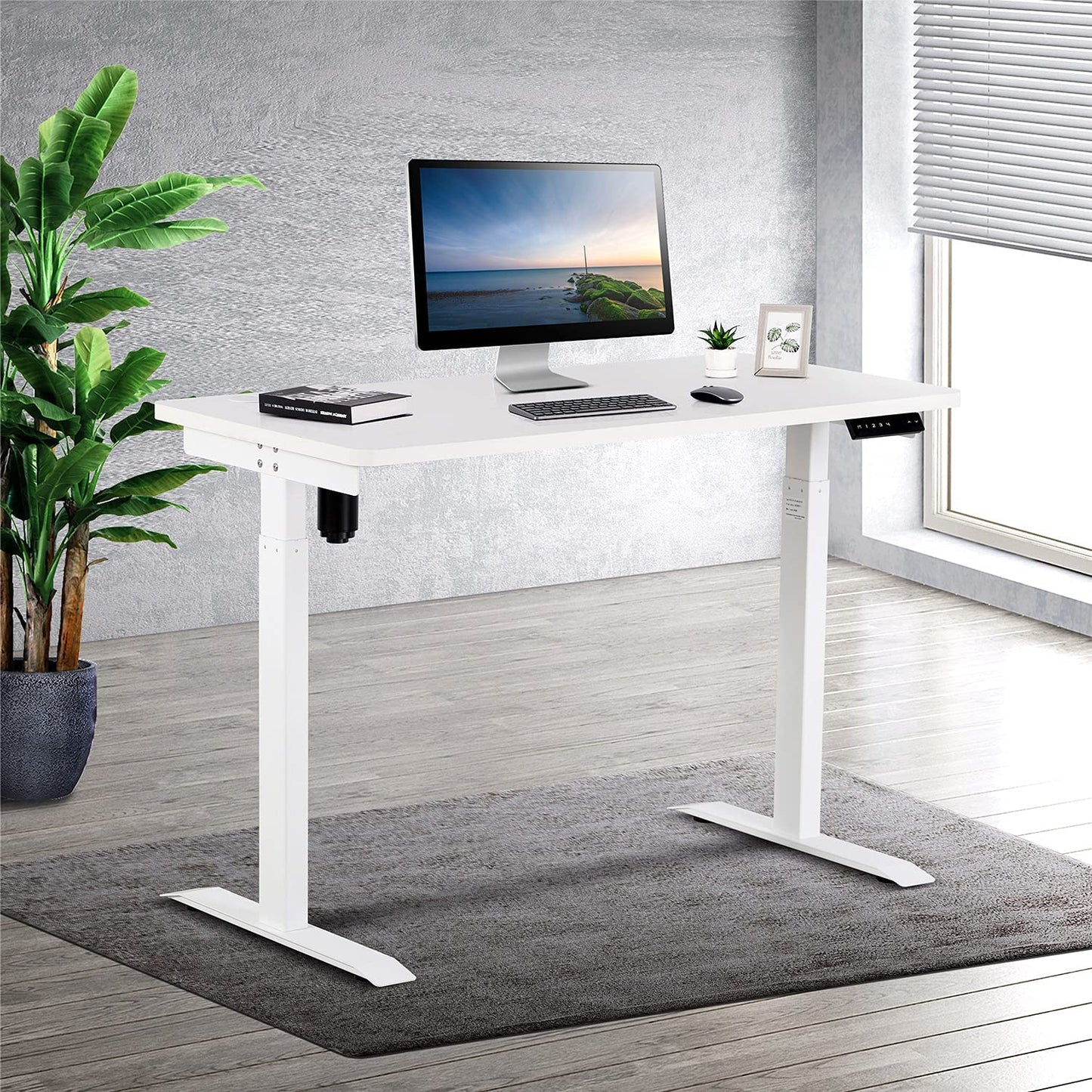 UNICOO – Height Adjustable Electric Standing Desk, 47.24 x 23.62 Inches Stand up Table, Sit Stand Home Office Desk with One Piece Tabletop (NTESMF01 + 48 in TOP)