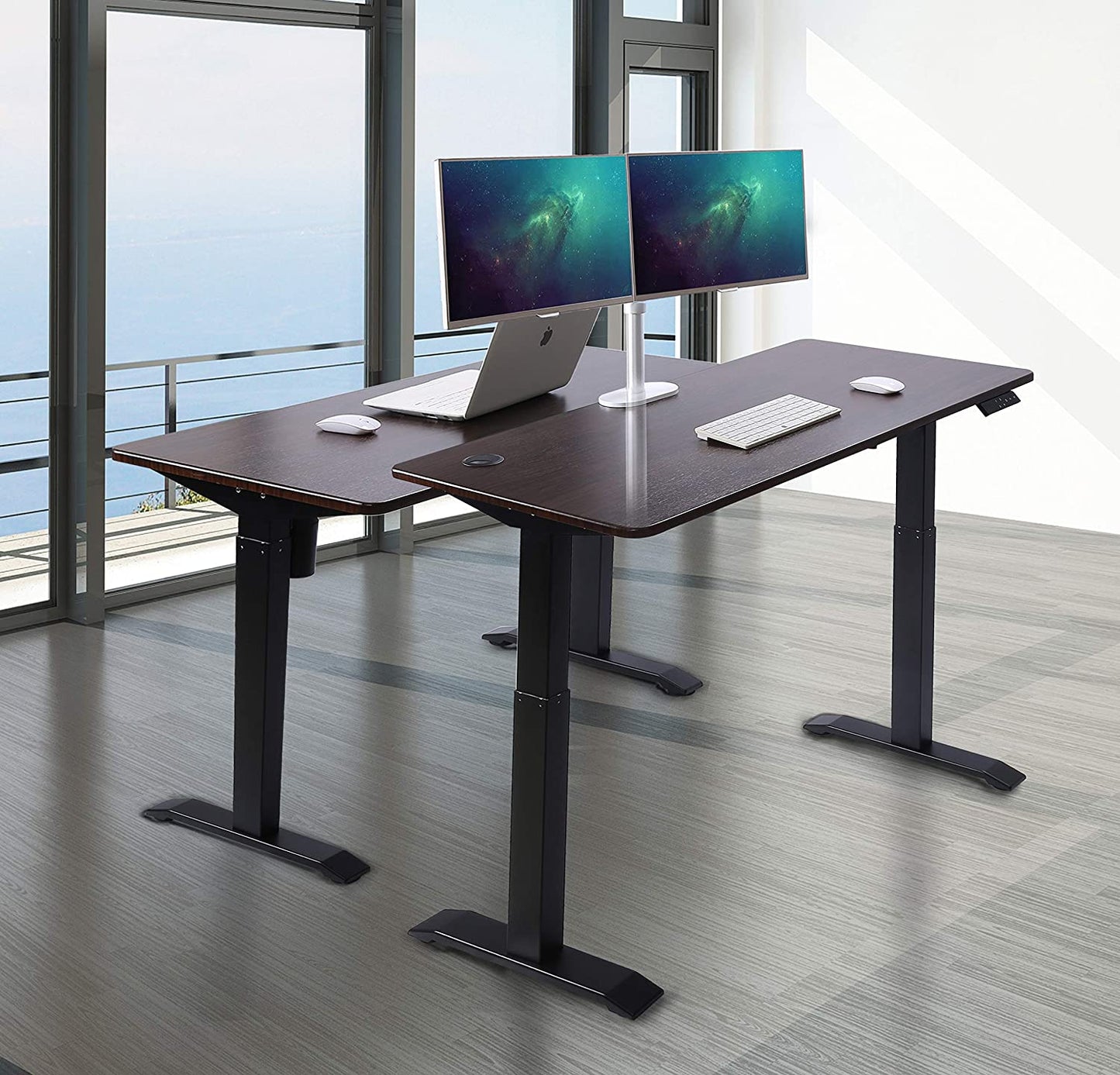 UNICOO - Electric Height Adjustable Standing Desk, Electric Standing Workstation Home Office Sit Stand Up Desk with 4 Pre-Set Memory Led Display Controller KT1001