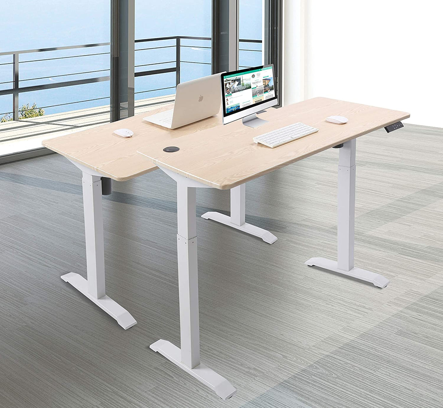 UNICOO - Electric Height Adjustable Standing Desk, Electric Standing Workstation Home Office Sit Stand Up Desk with 4 Pre-Set Memory Led Display Controller KT1001