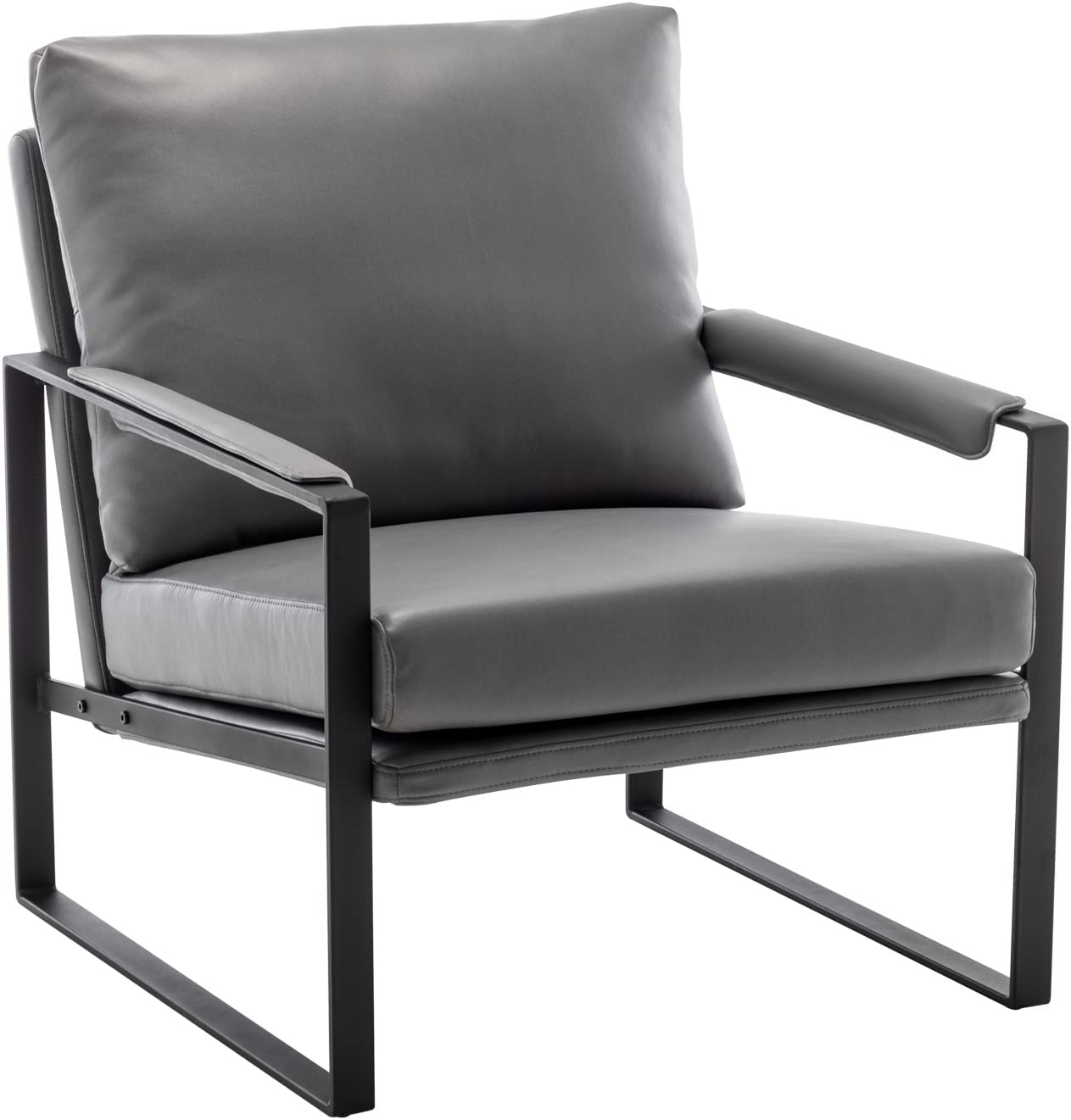 UNICOO - Modern Faux Leather Accent Chairs, Armchairs Living Room Chairs Leisure Chair Reception Chair with Metal Frame (ZKL-239K)