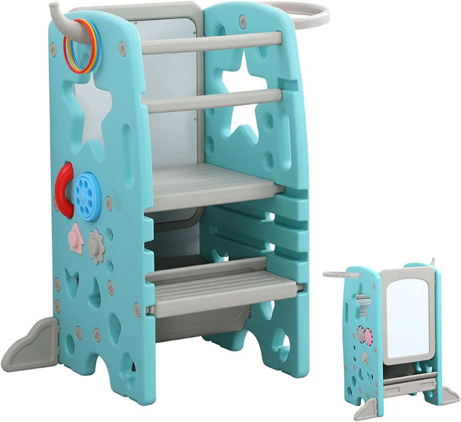 UNICOO® Bamboo Adjustable Height Kids Learning Step Stool, Toddler...