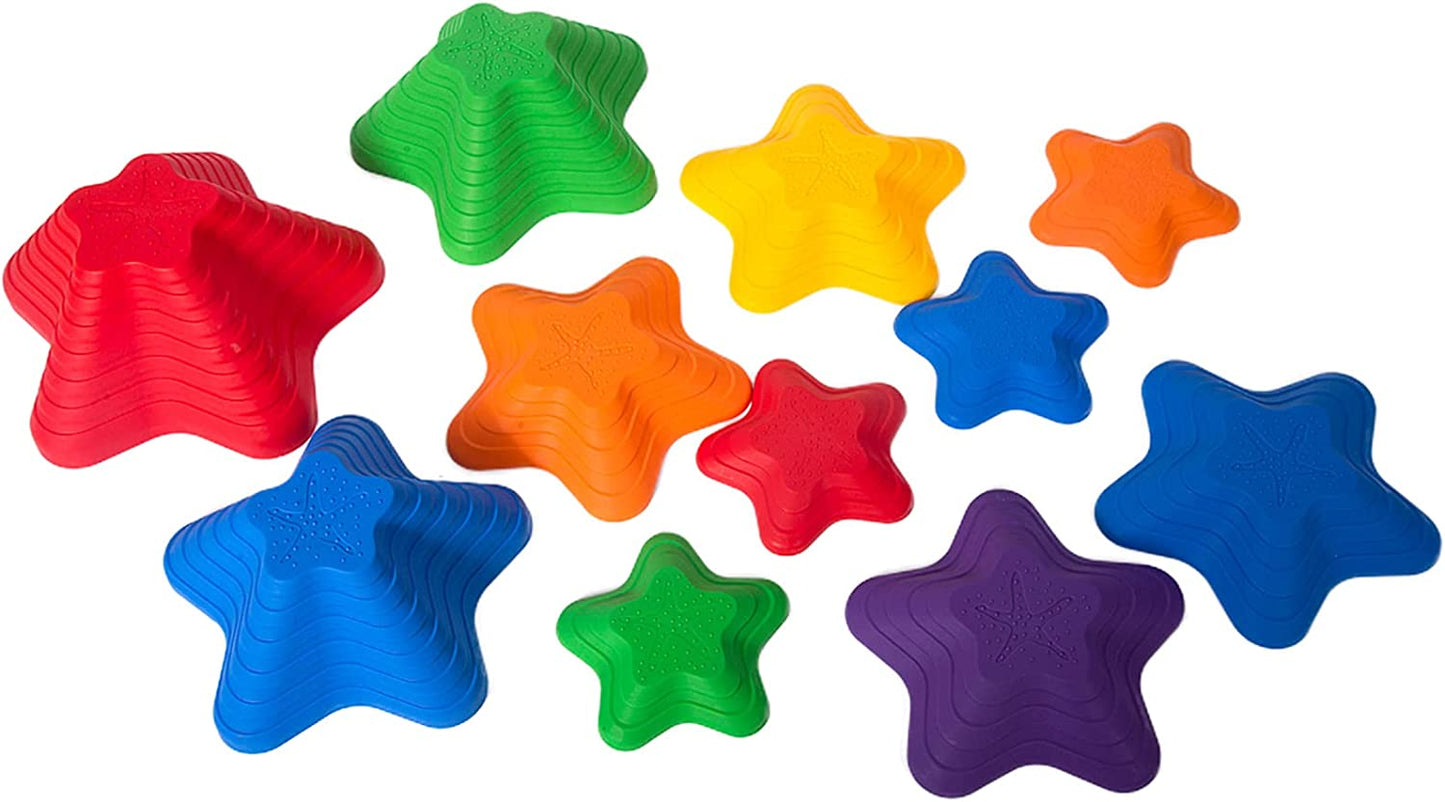 UNICOO Children’s Starfish Non-Slip Stepping Stones, Set of 11, Balance Blocks for Kids Indoor and Outdoor Games and Coordination Exercise