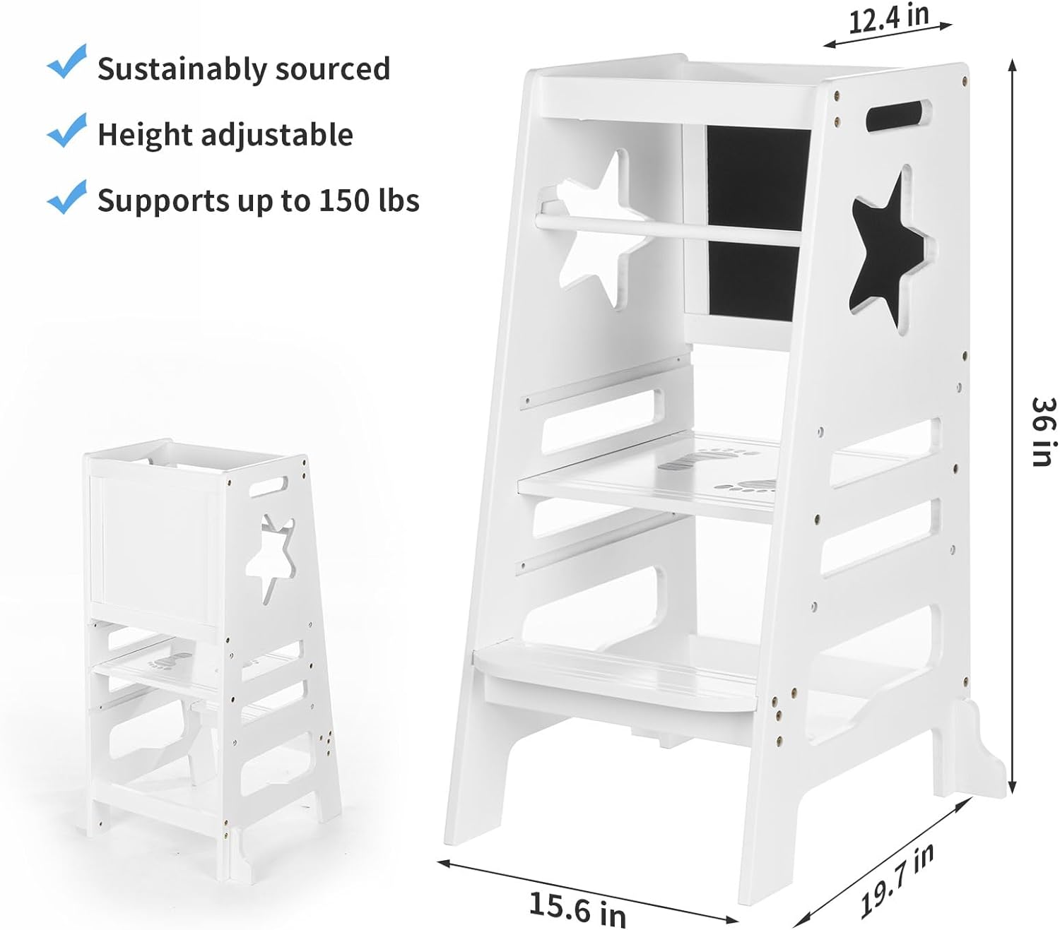 UNICOO Montessori Learning Tower Safe Step Stool for Little Explorers