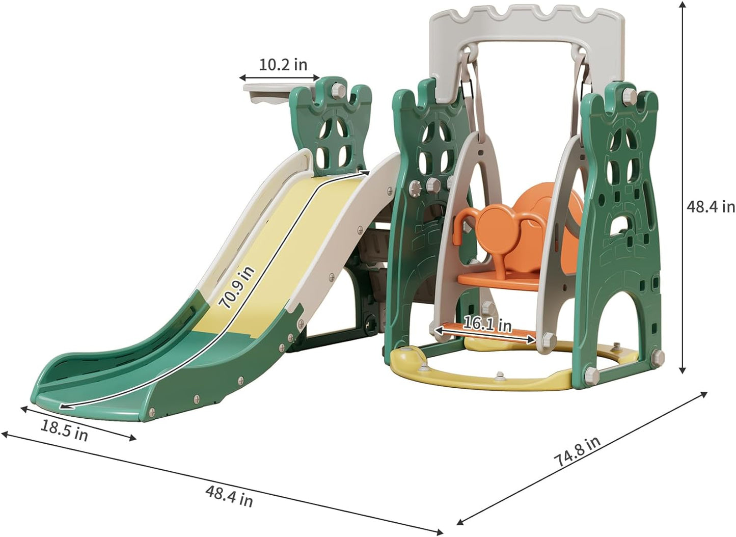 UNICOO - Toddler Slide and Swing Set, 4 in 1 Kids Indoor and Outdoor Playground Combination Climber/Slide/Swing/Basketball Hoop for Boys & Girls (KU-SS-41)