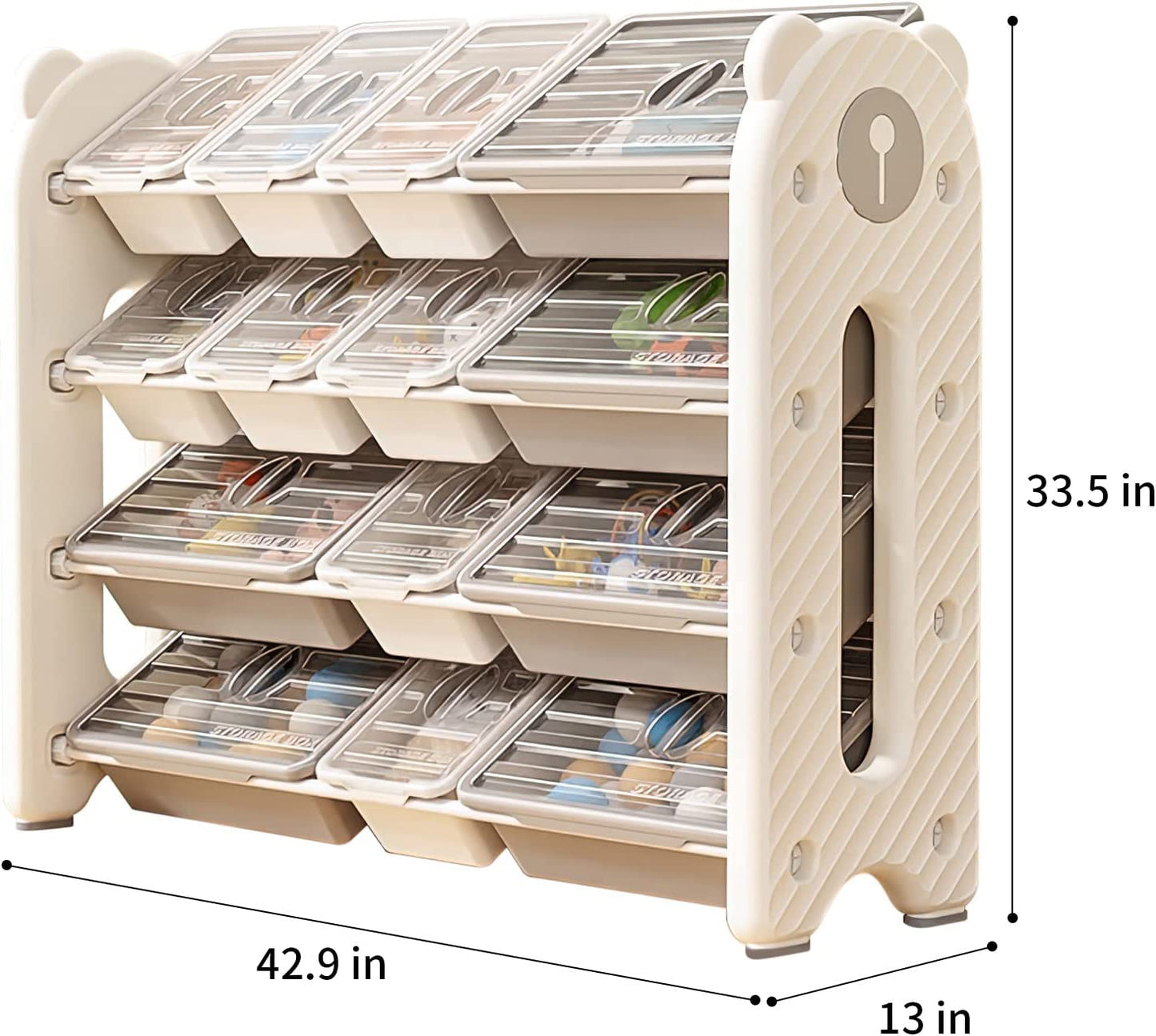 UNICOO - Kids Toy Storage Organizer and Children Bookshelf, with 14 Bins,  Pull-Out Drawers Multipurpose Shelf for Toddlers to Organize Toys and Books