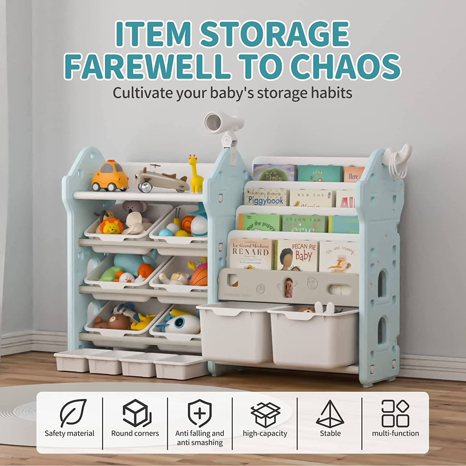 Lerliuo Kids Toy Storage Organizer, Children Small Bookcase and