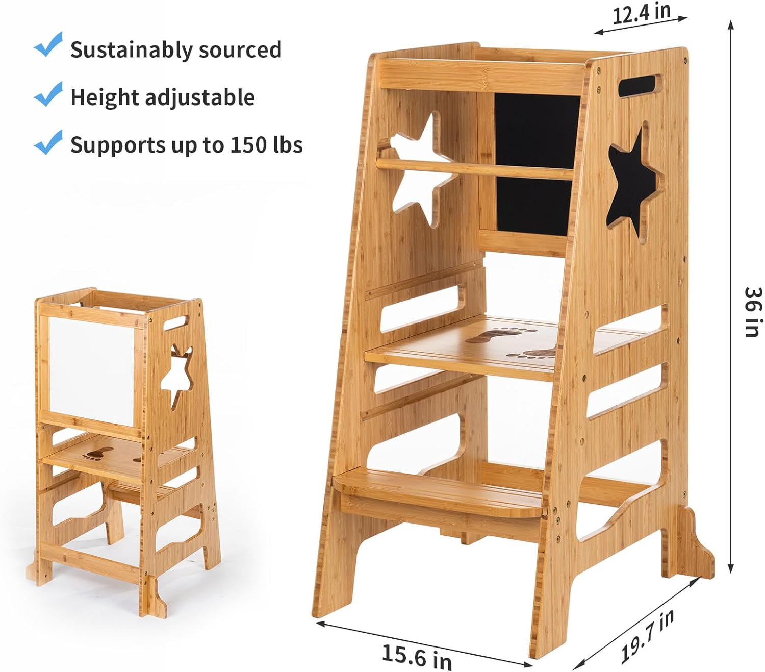 UNICOO Montessori Learning Tower Safe Step Stool for Little Explorers