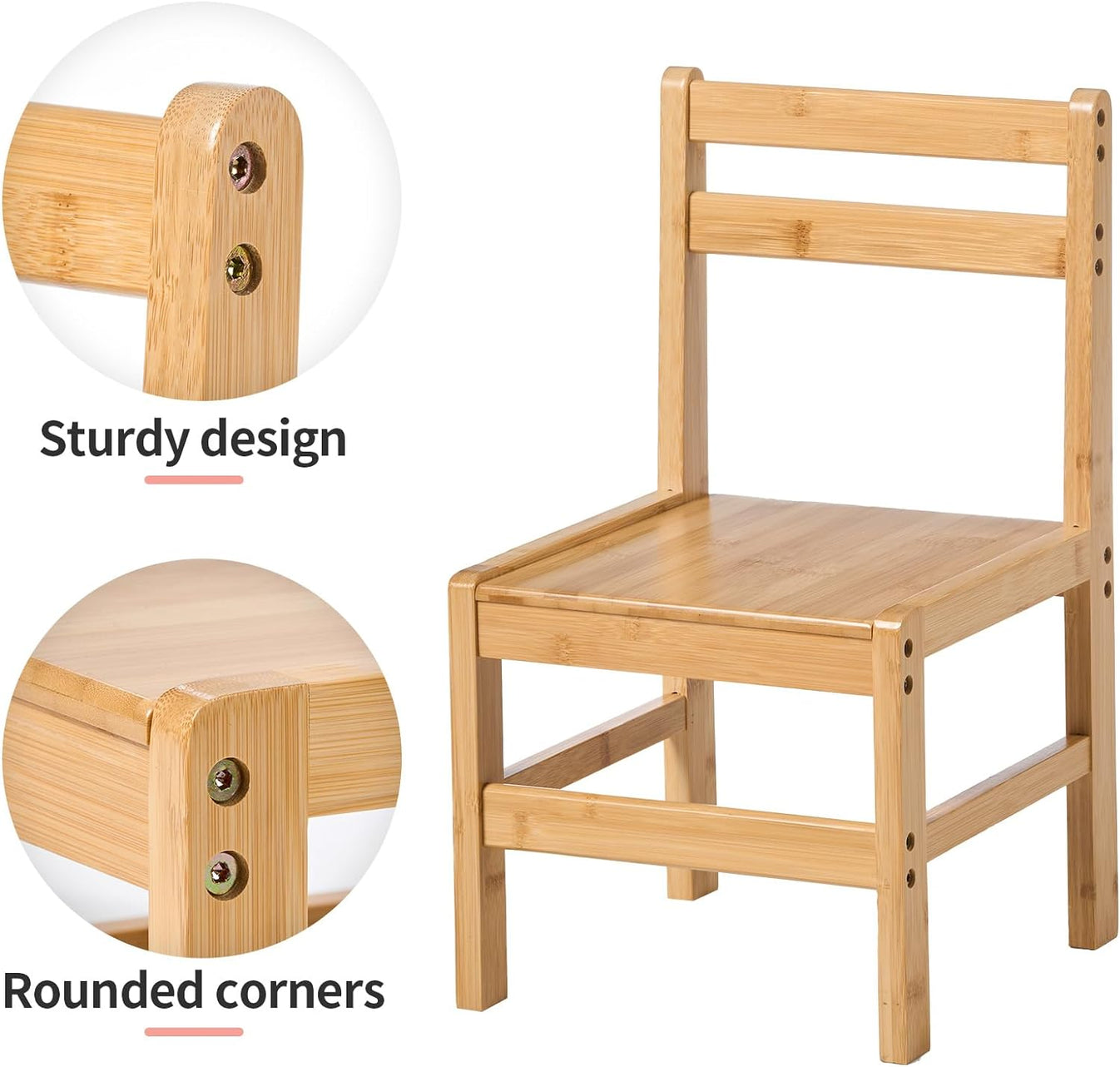 UNICOO Bamboo Kids Desk and Chair Set, LiftTop Desk & Chair Set for 3