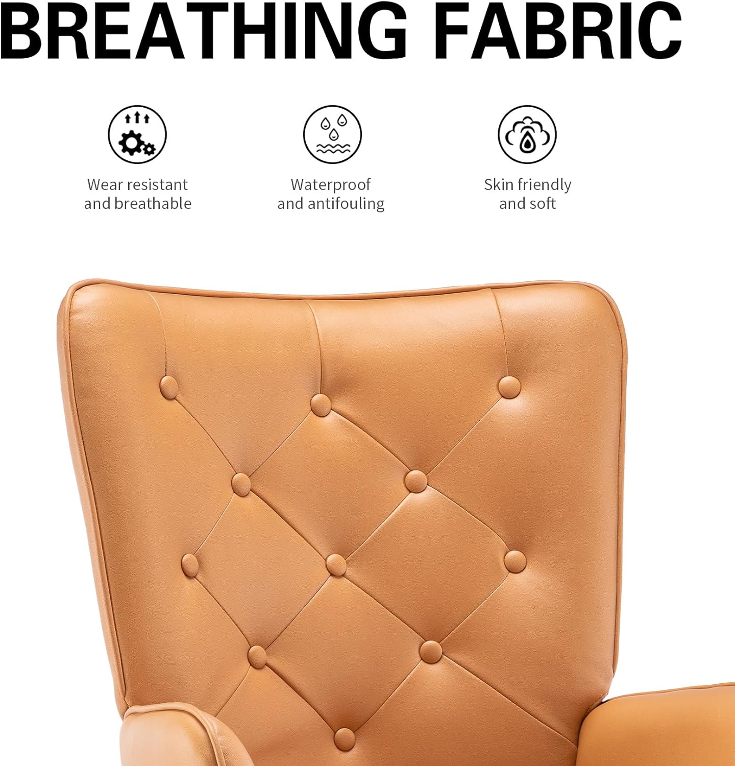 UNICOO - High Wingback Living Room Chairs, Vintage Button Wingback Chair, Velvet Side Chair Leisure Chair Wingback Reading Chair for Living Room Bedroom Waiting Room