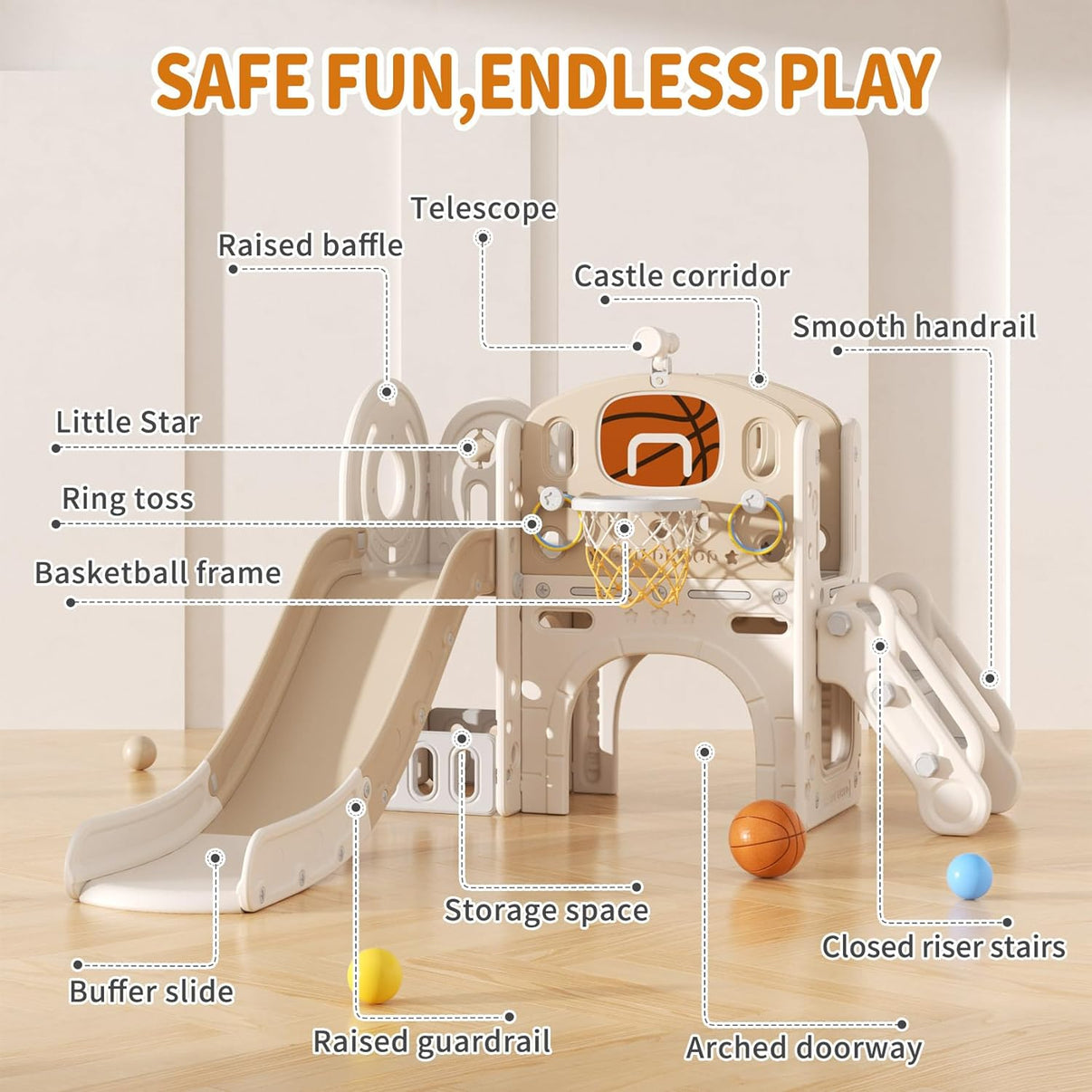 UNICOO Kids Slide Playset, Toddlers Playground, Kids Playhouse with Sl