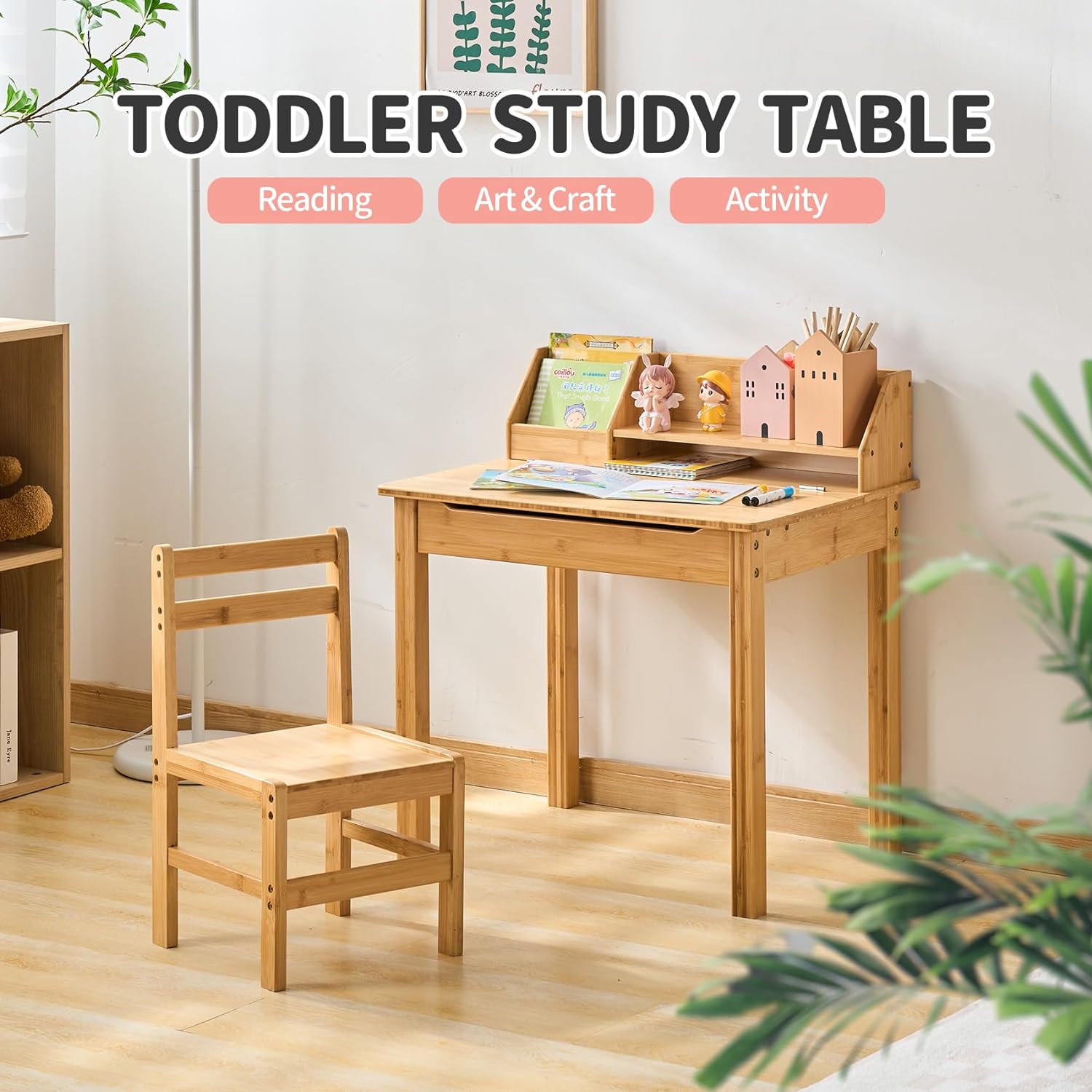  UNICOO - Kids Study Table and Chairs Set, Height