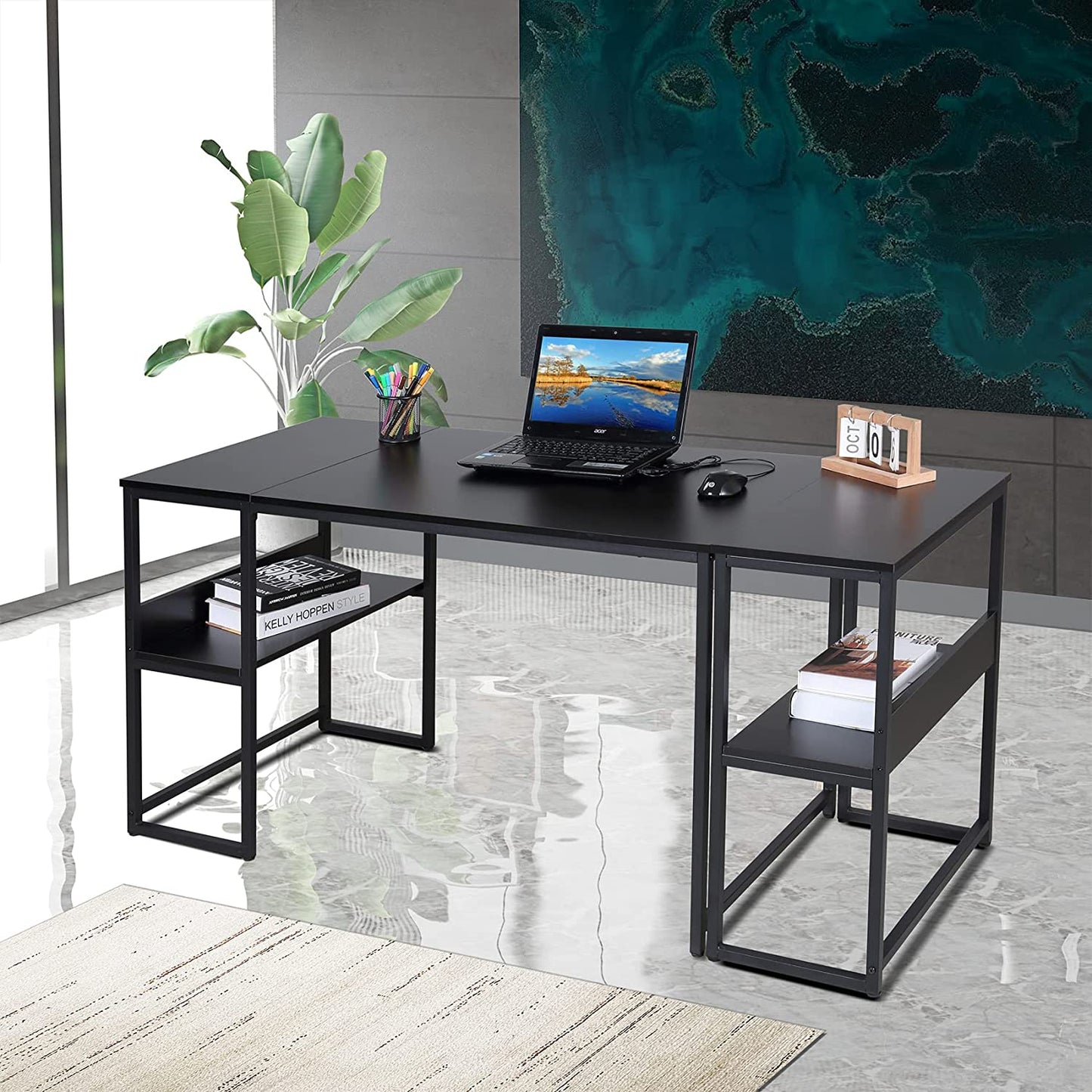 UNICOO – Muti-Function 3 Combination Computer Desk. L Shaped Computer Desk with Shelves, Study Desk with Reversible Storage Shelves for Home Office (XJH-2402)