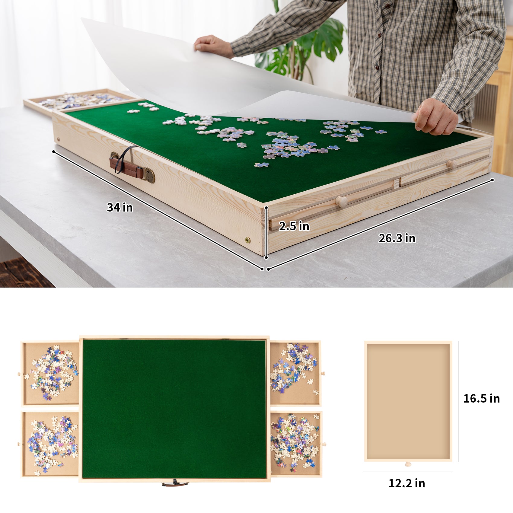 UNICOO® Folding Jigsaw Puzzle Table with 4 Storage Drawers – Holds Up