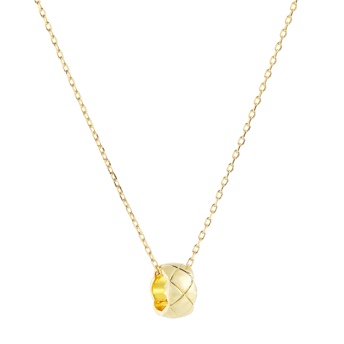 PARISTORY Gold-Tone Sculptural Pendant Necklace with Quilted Lattice Design