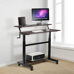 Crank Adjustable Height Standing Desk, 2 Tier - UNICOO