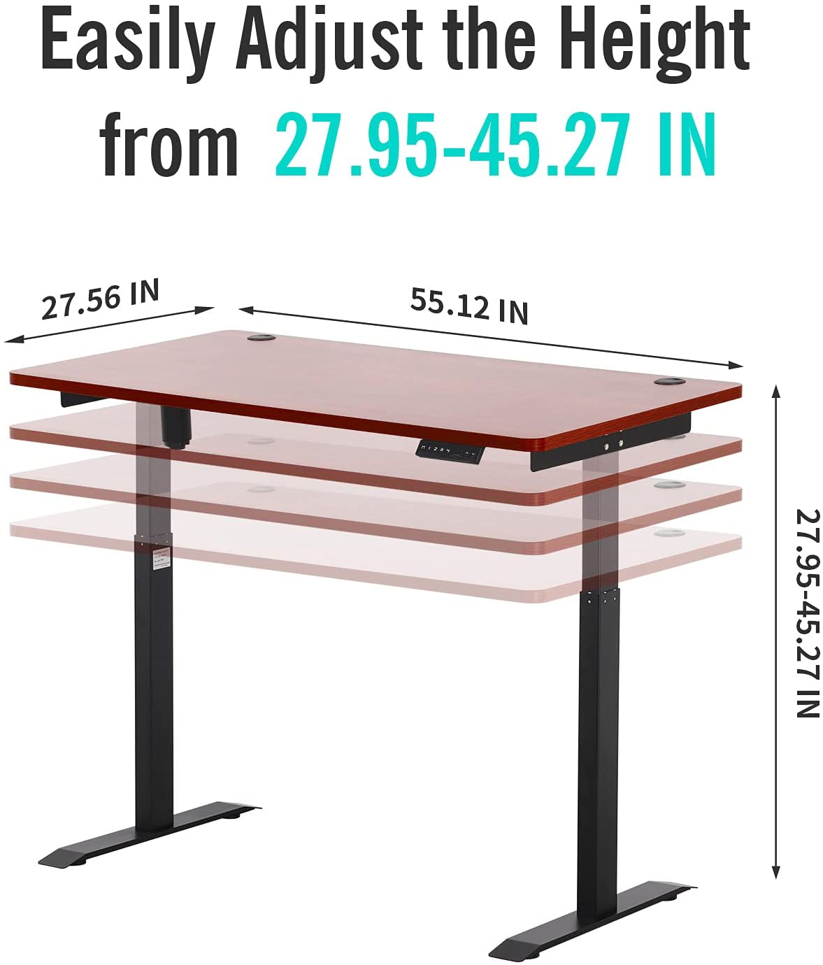 UNICOO – Height Adjustable Electric Standing Desk, 55 x 27.6 Inches Stand up Table, Sit Stand Home Office Desk with One Piece Tabletop (NTESMF01+ 55 IN TOP)