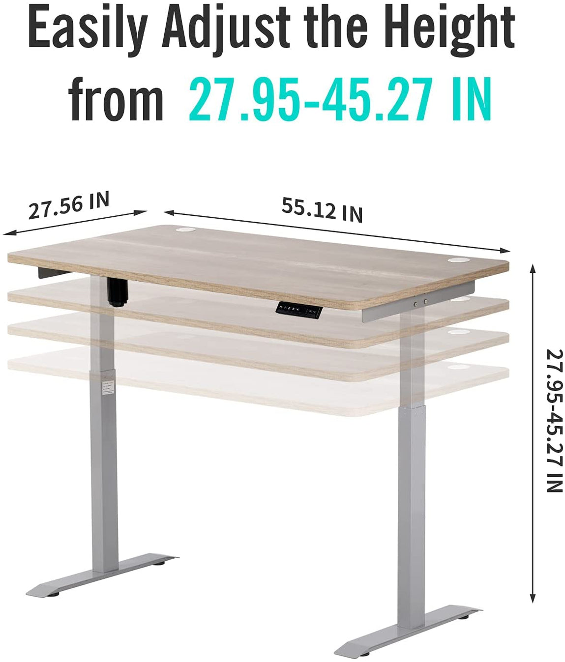 UNICOO – Height Adjustable Electric Standing Desk, 55 x 27.6 Inches Stand  up Table, Sit Stand Home Office Desk with One Piece Tabletop (NTESMF01+ 55 