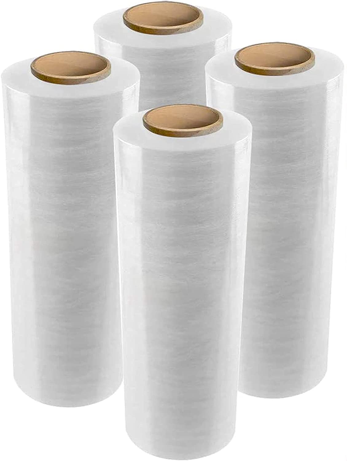 UNICOO – 19.75" 4 Rolls Pallet Wrap Stretch Film, Stretch Film/Wrap 1500 feet 80 Gauge Industrial Strength 20 Microns Clear Cling Durable Adhering Packing Moving Packaging Heavy Duty Shrink Film