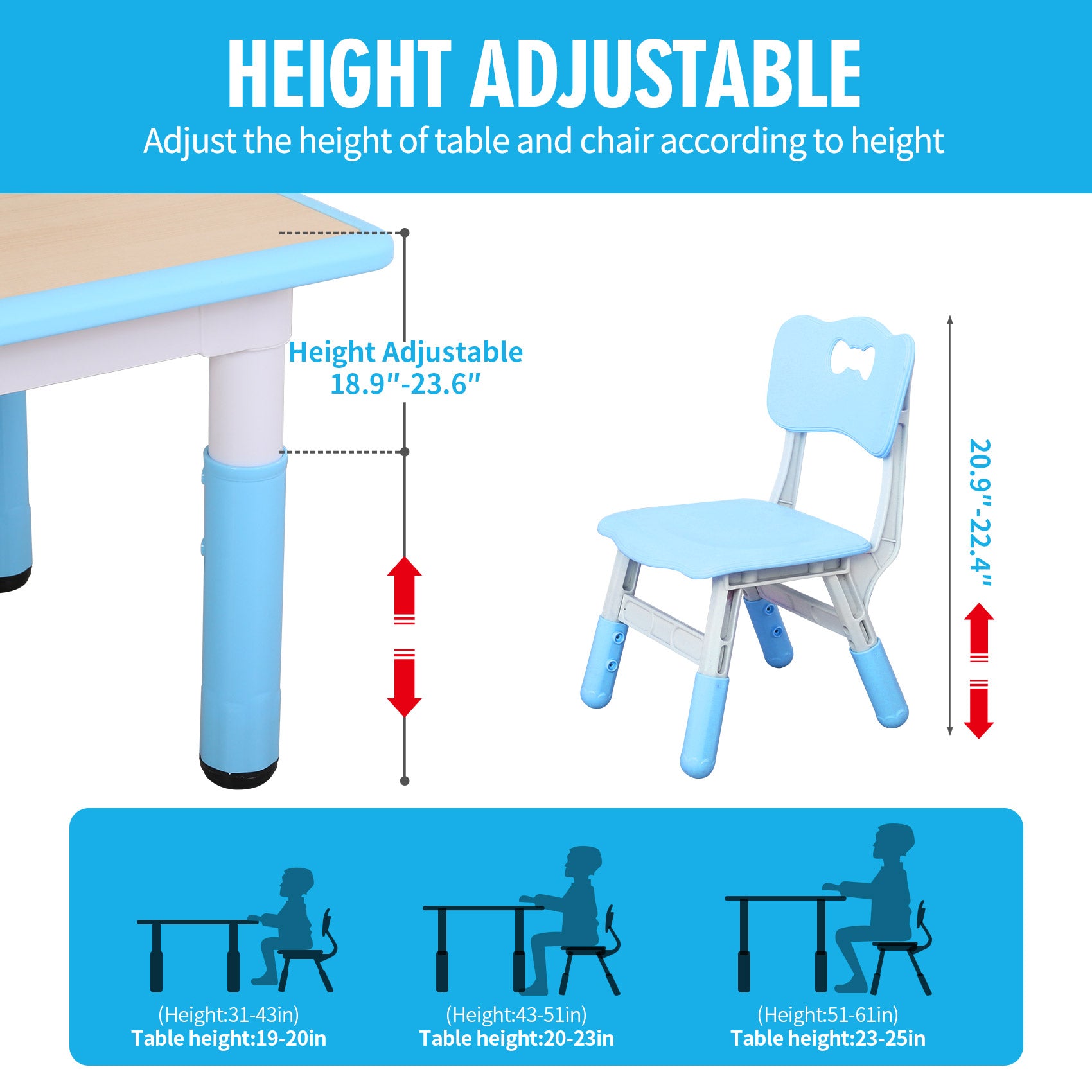 Kids table height best sale