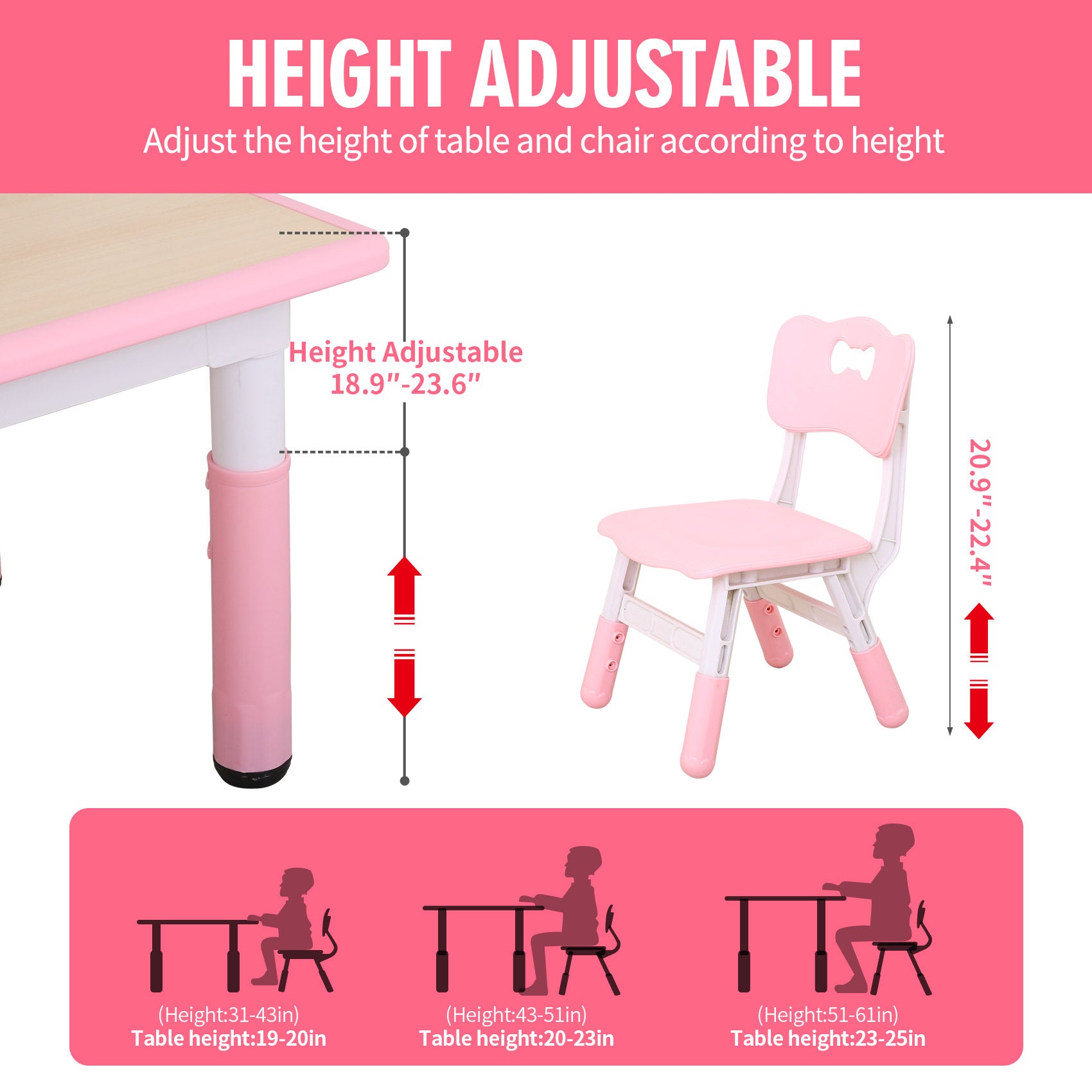 Height of children's table best sale