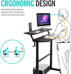 Crank Adjustable Height Standing Desk, 2 Tier - UNICOO