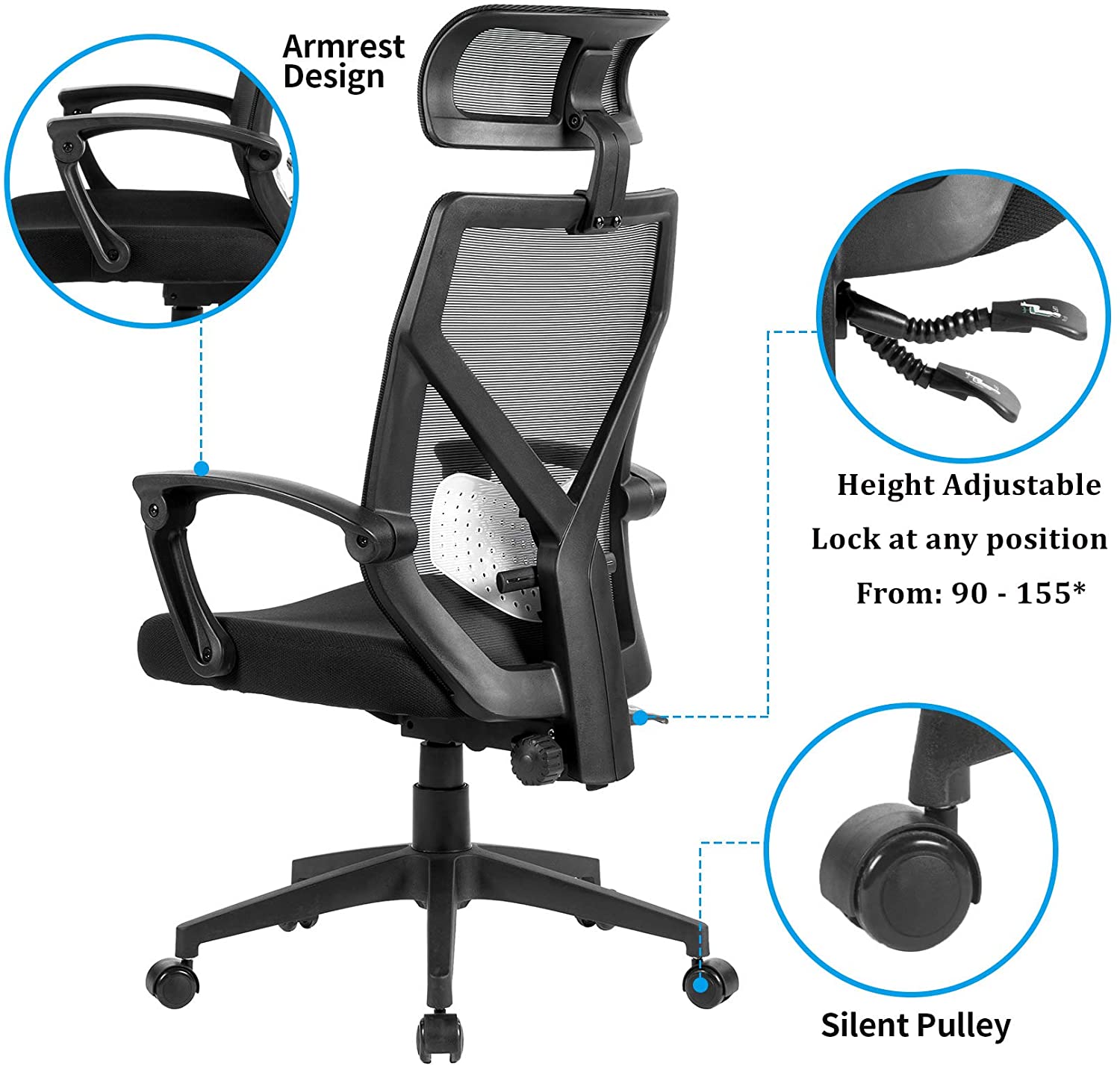 UNICOO Home Office Chair Ergonomic Desk Chair High Back Mesh Compute