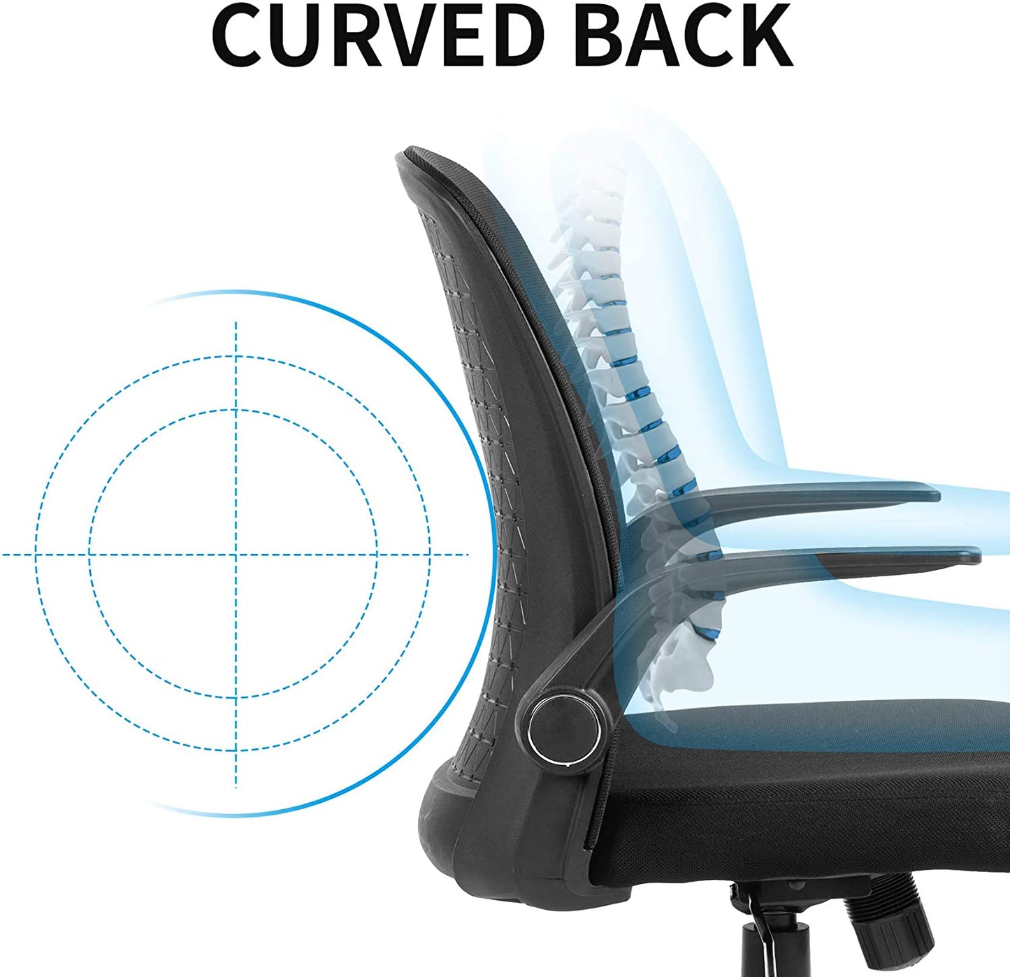 UNICOO - Office Chair Ergonomic Mid Back Swivel Chair, Mesh Computer Chair, Office Task Desk Chair, Home Comfort Chairs with Flip-up Armrests (W-179-1 Black)