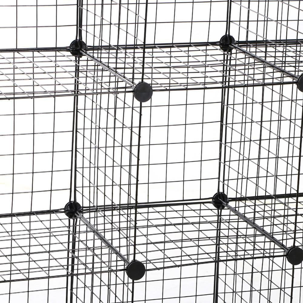 UNICOO - Multi Use DIY 12 Cube Wire Grid Organizer (Black Wire)