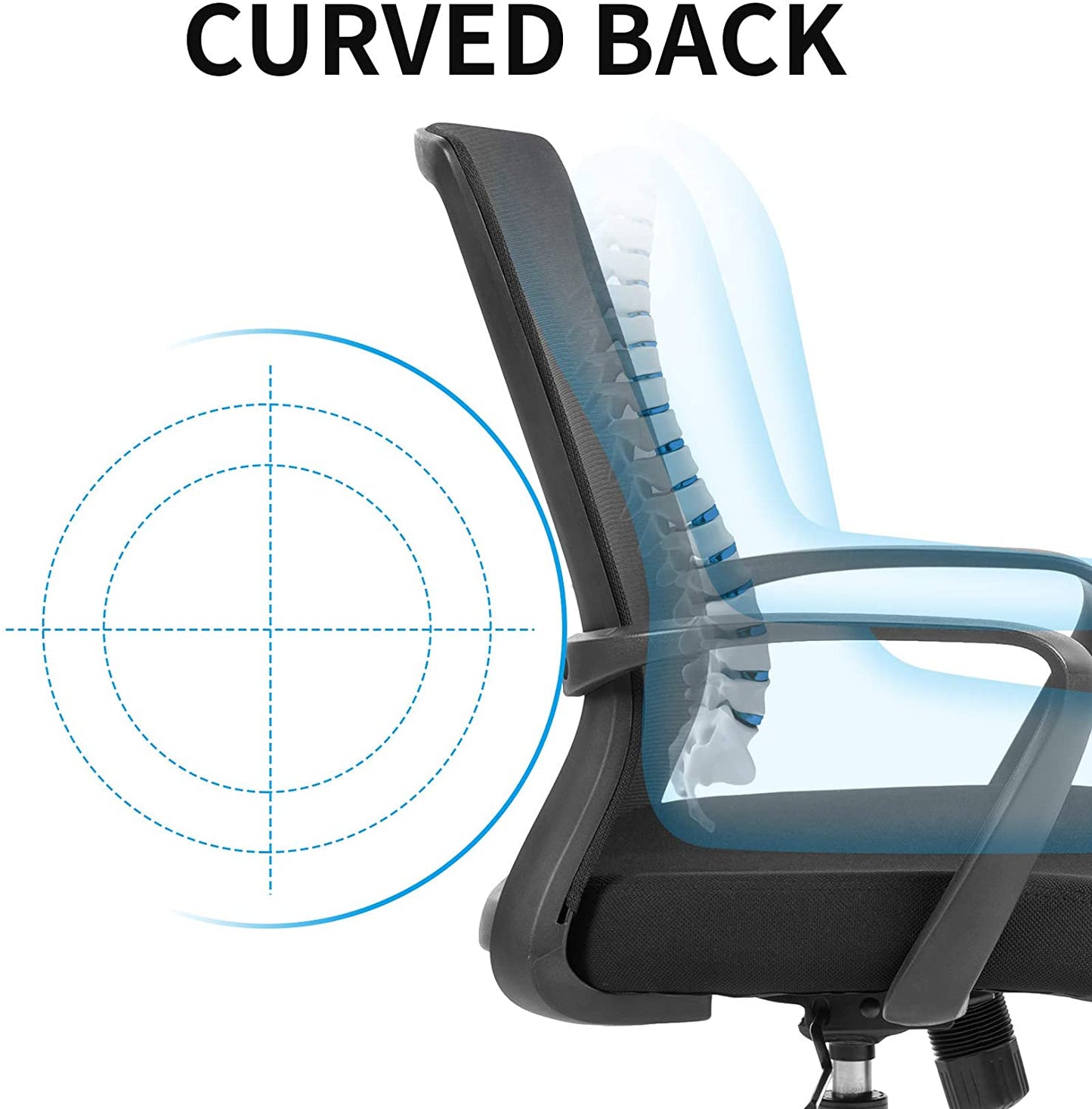 UNICOO – Home Office Chair Ergonomic Mid-Back Swivel Chair, Mesh Computer Chair, Office Task Desk Chair, Home Comfort Chairs with Armrests (W-208-1 Black)