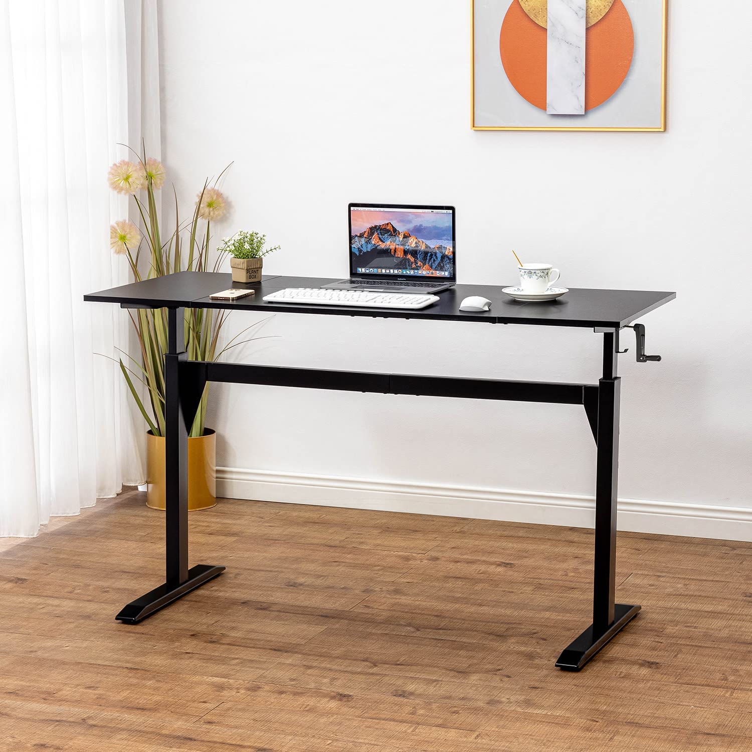 UNICOO - Crank Adjustable Height Standing Desk, Game Table, Home Office  Table, Computer Table 55 * 23.6 in Tabletop (XJH-C-55 Black)