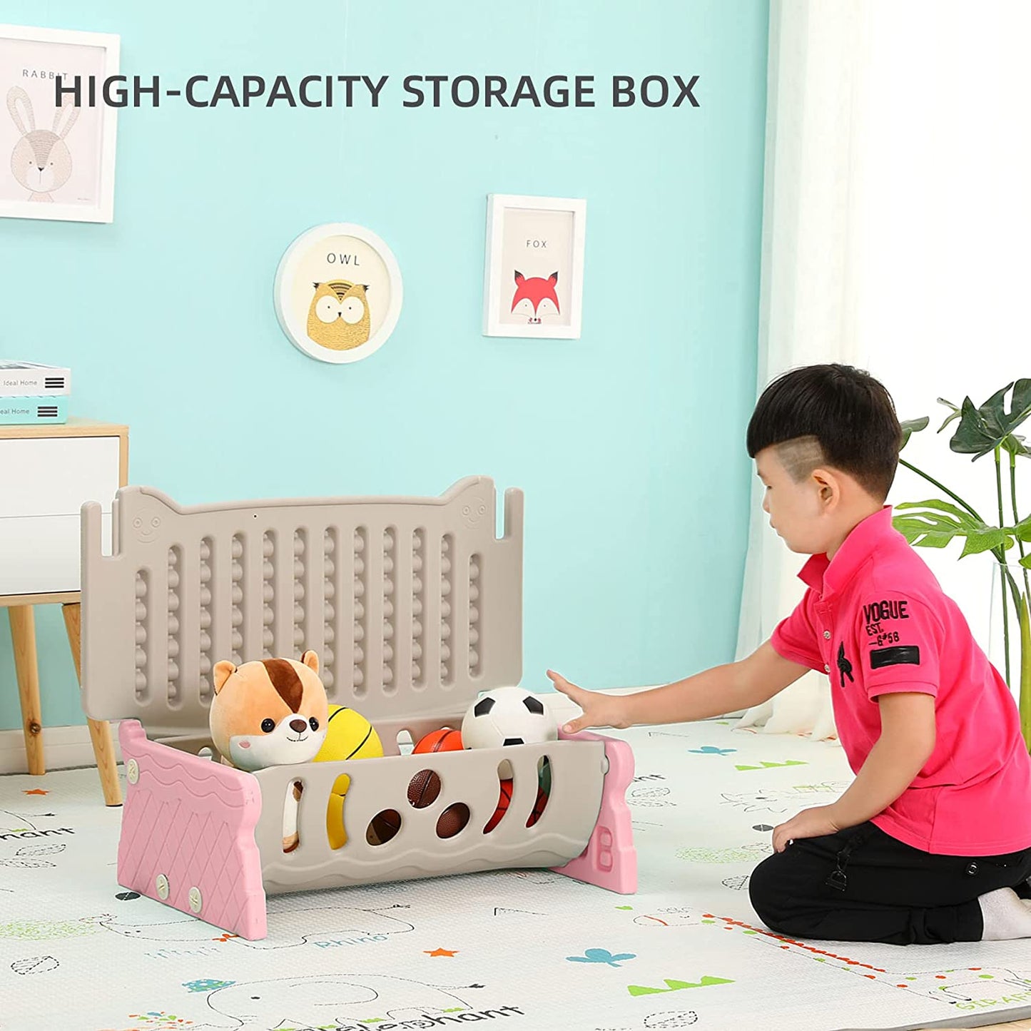UNICOO – Kids Convertible Activity Bench with Toy Storage Organizer (Kids Bench)