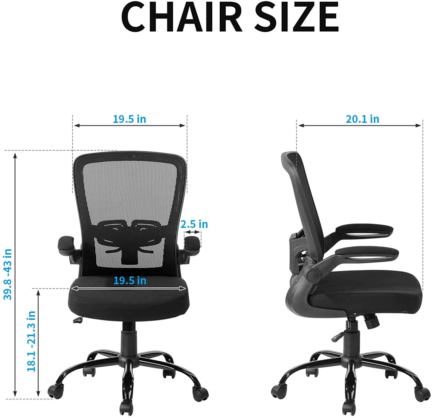 UNICOO - Mid Back Mesh Computer Chair, Office Task Desk Chair, Swivel Home Comfort Chairs with Padded Flip-up Armrests and Adjustable Lumbar Support (RY-N-01-Black)