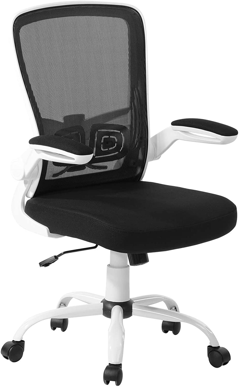 UNICOO - Mid Back Mesh Computer Chair, Office Task Desk Chair, Swivel Home Comfort Chairs with Padded Flip-up Armrests and Adjustable Lumbar Support (RY-N-01-White)