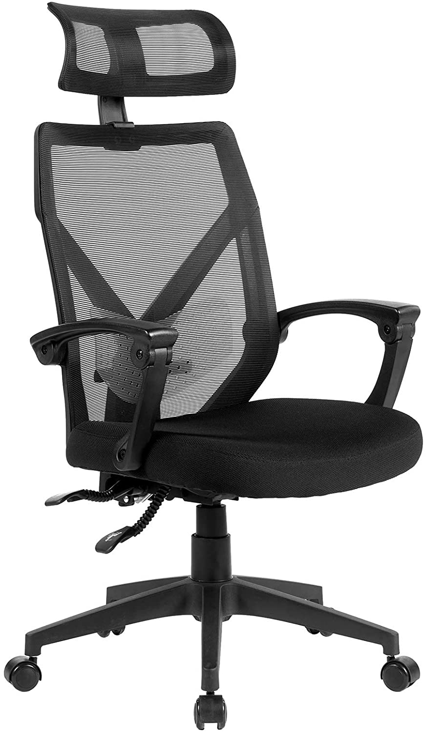UNICOO - Home Office Chair Ergonomic Desk Chair High-Back Mesh Computer Chair Lumbar Support Comfortable Executive Adjustable Rolling Swivel Task Chair with Armrests (W-203C - Black)