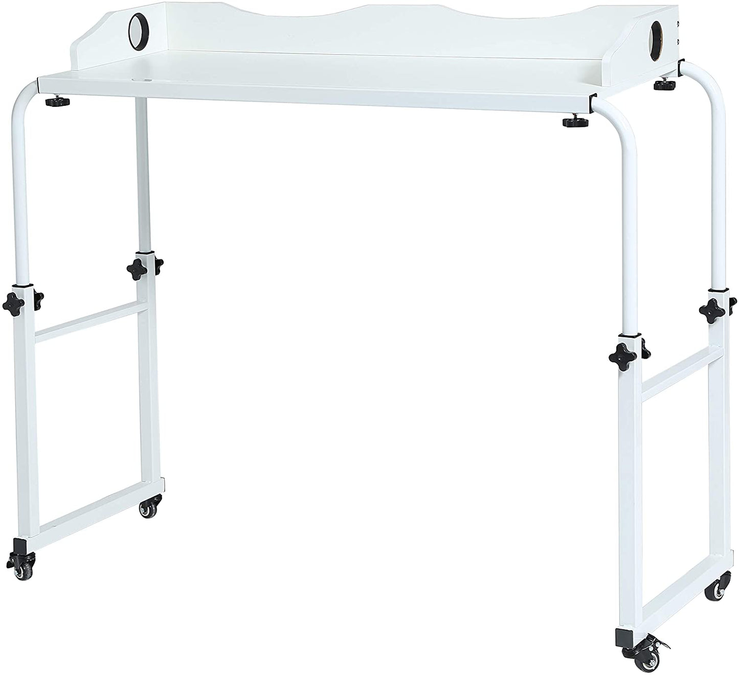 UNICOO - Height Adjustable Overbed Table Laptop Cart Computer Table Standing Workstation Food Tray Desk, Rolling Medical Table (202)