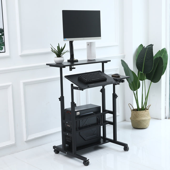 UNICOO- Height Adjustable Sit Stand Workstation, Mobile Standing Desk ...