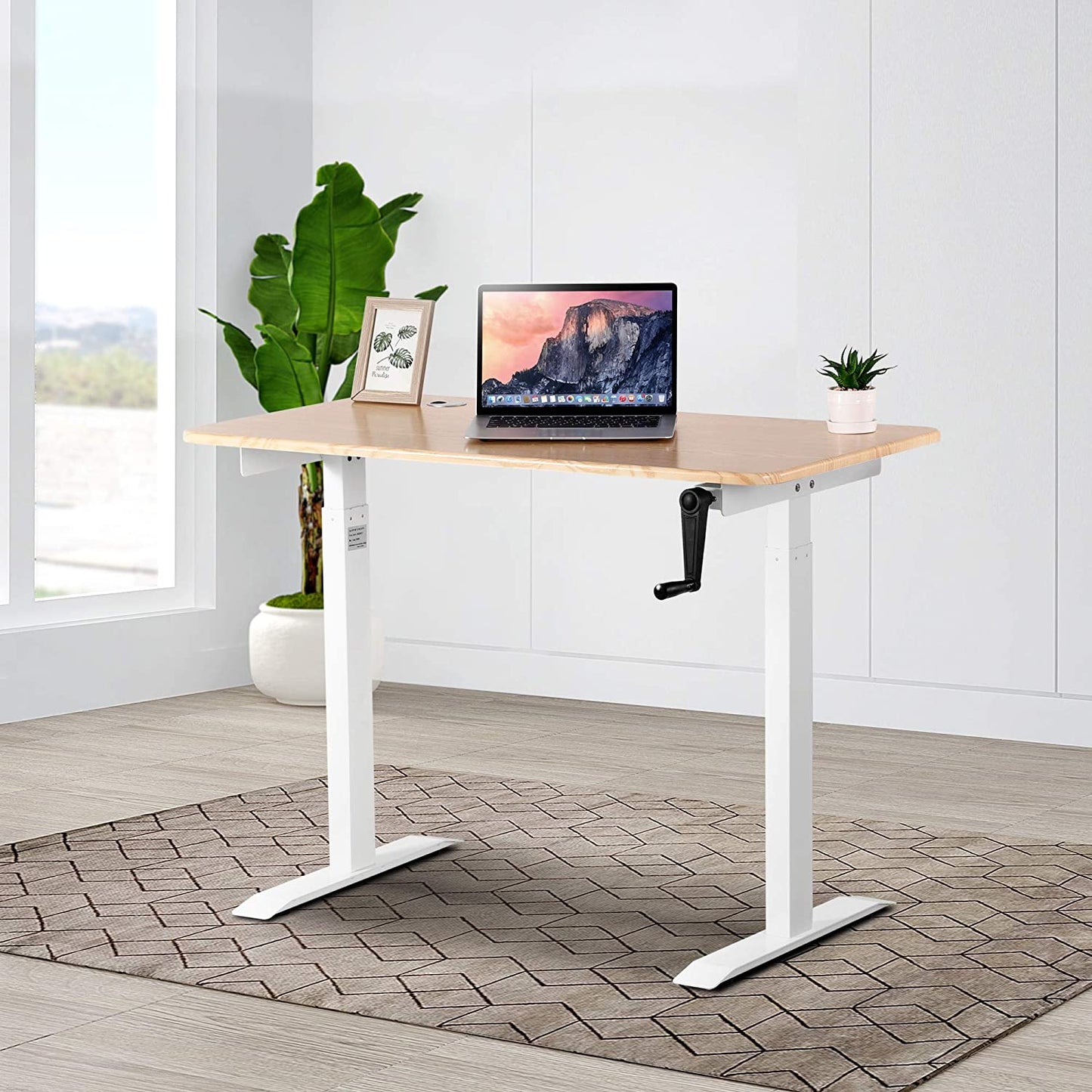 UNICOO - Crank Adjustable Height Standing Desk, Adjustable Sit to Stand up Desk,Home Office Table, Computer Table, Portable Writing Desk, Study Table (NTCSET-01)