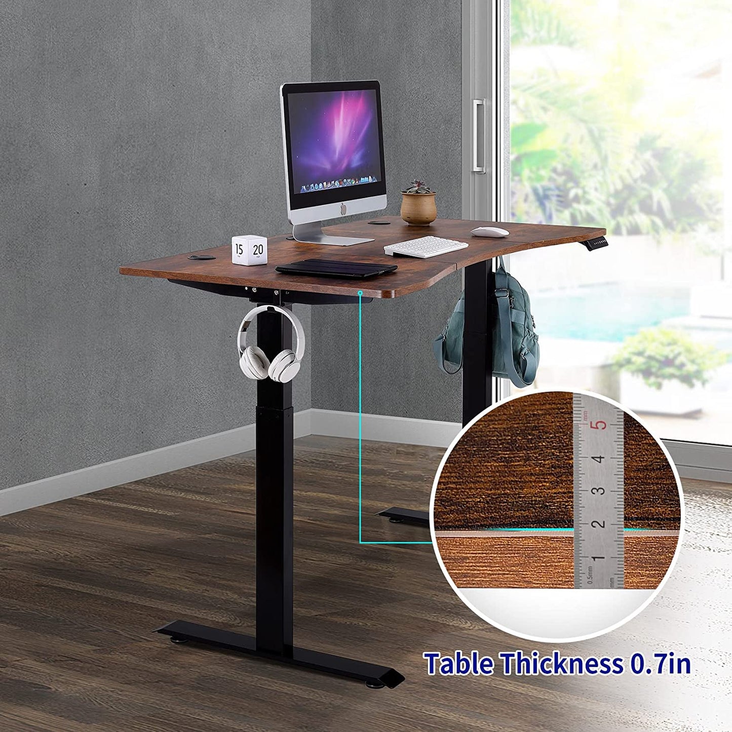 UNICOO - Dual Motor Electric Height Adjustable Standing Desk 59"x29.5" Inches, Home Office Computer Desk, Gaming Desk, with USB Charging and Hooks (XOT-D59)