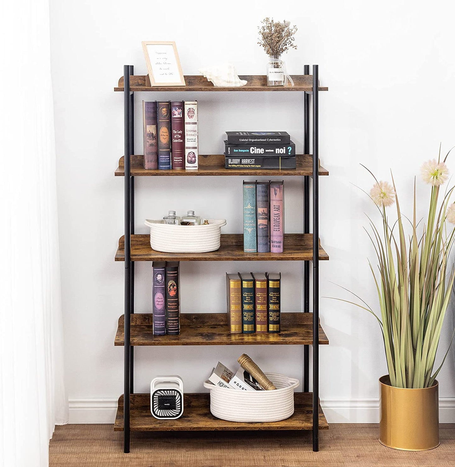 UNICOO - Bookshelf 5-Tier, Open Etagere Bookcase, Freestanding Bookshelves for Storage and Display, 5-Shelf Bookshelves for Living Room Bedroom Home Office
