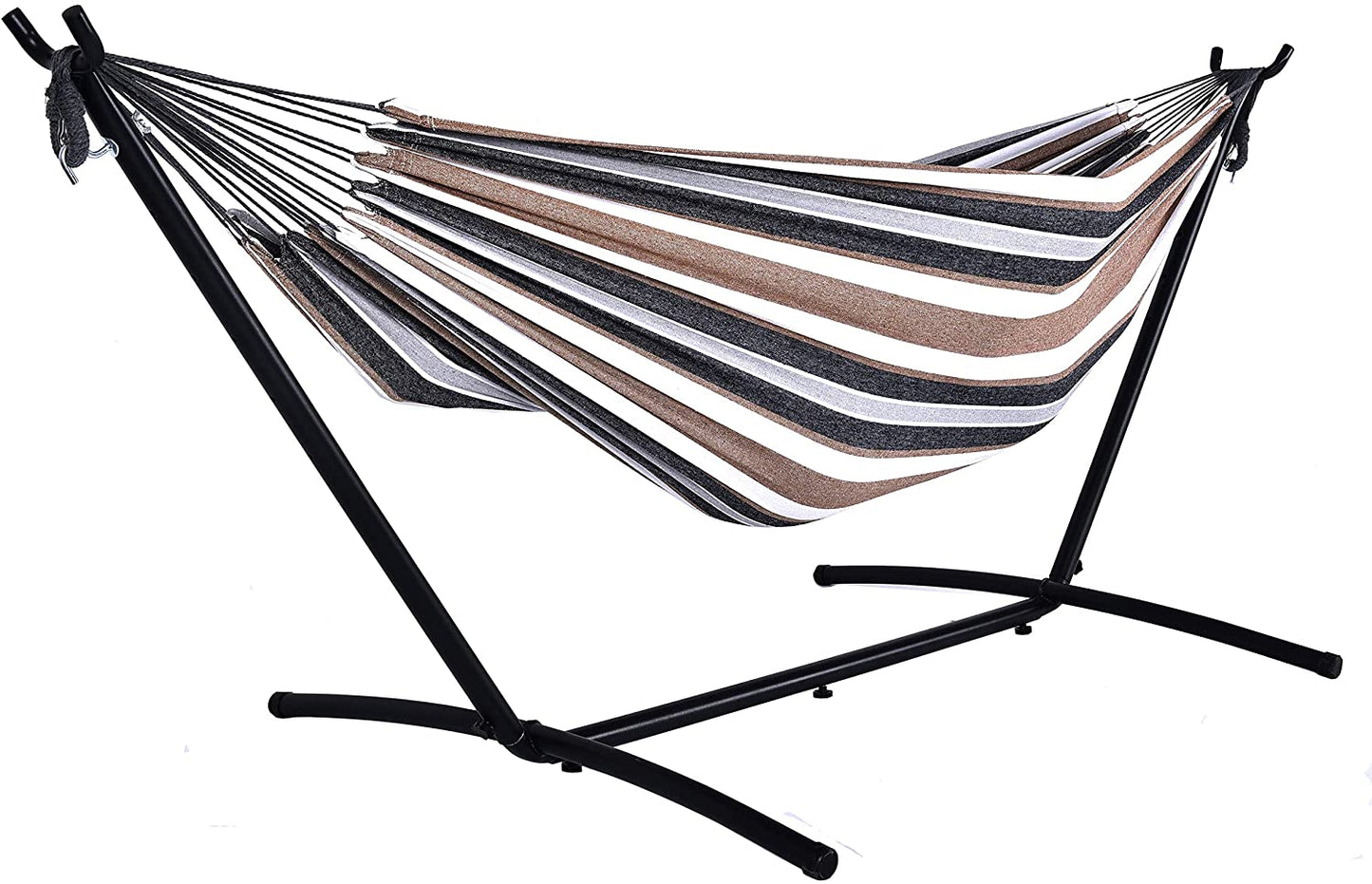 UNICOO- 2-Person Adjustable Indoor Outdoor Double Hammock Bed W/Carrying Bag, Steel Stand, 450 Pounds Capacity