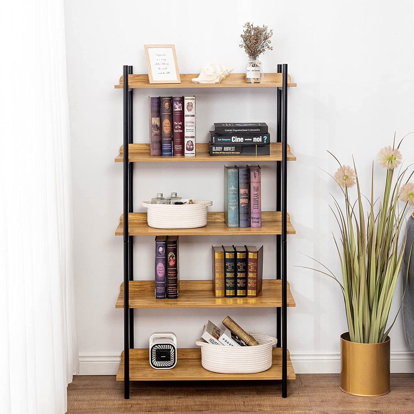 UNICOO - Bookshelf 5-Tier, Open Etagere Bookcase, Freestanding Bookshelves for Storage and Display, 5-Shelf Bookshelves for Living Room Bedroom Home Office
