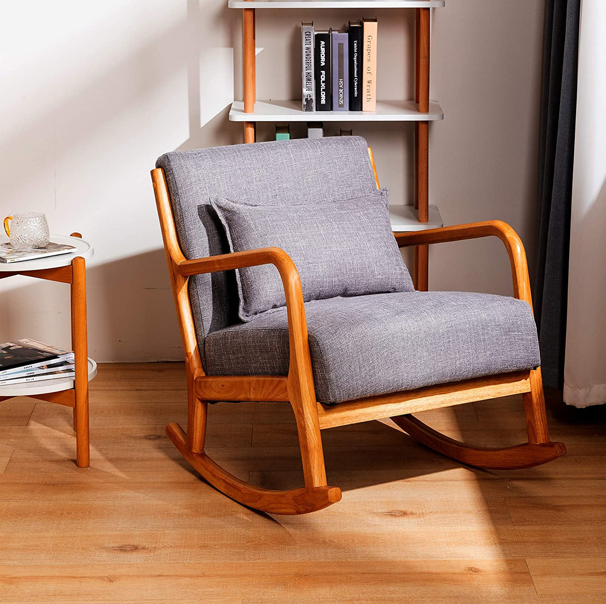 Accent Rocking Chair Small UNICOO - Accent Rocking Chair, Fabric Living Room Rocking Chair, Glide